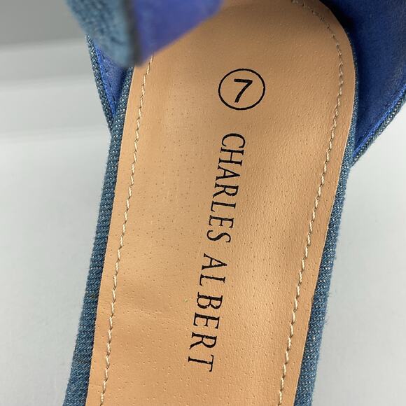Charles Albert Women’s Block heel Denim Sandals Blue Size 7 - Picture 6 of 10